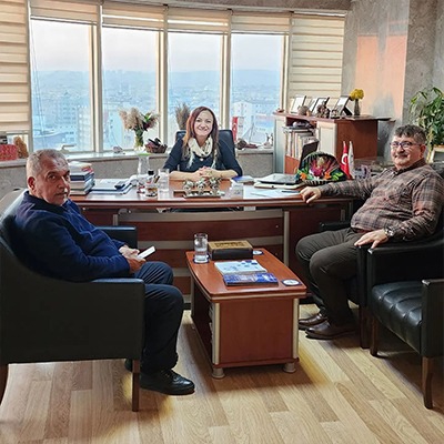 We met with Zafer Aydıngüler, President of Limited Liability Gaziantep Umum Transport Collective Workplace Building Cooperative, and Nuri Bey, the second president.