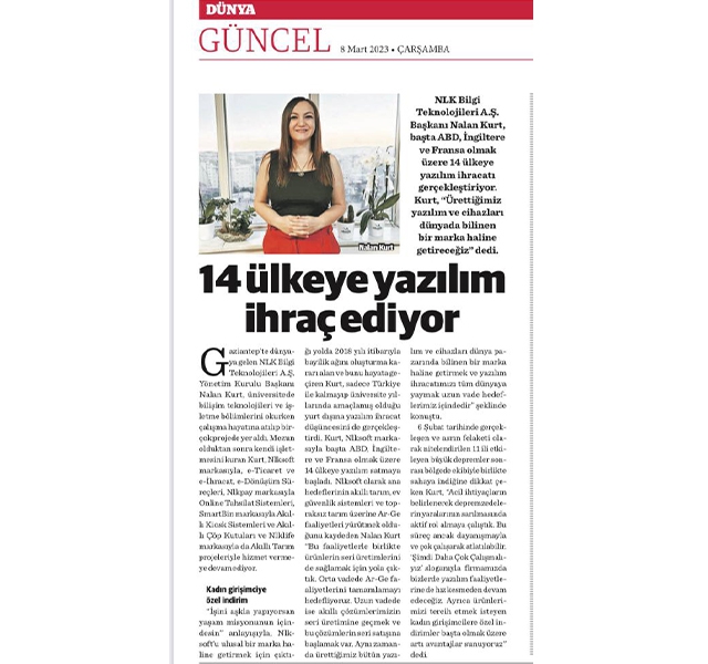 We took place in Dünya Newspaper with the title 