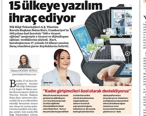 As Nlksoft, we took part in Dünya Newspaper with the title of 100 Education Specials for the 100th Anniversary of the Republic.
