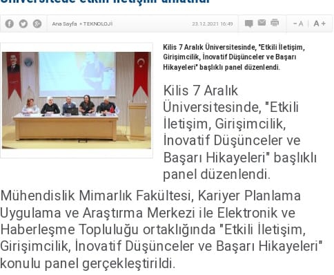 A Panel Discussion with the Electronics and Communication Society of Kilis December 7 University Was Held in the Press