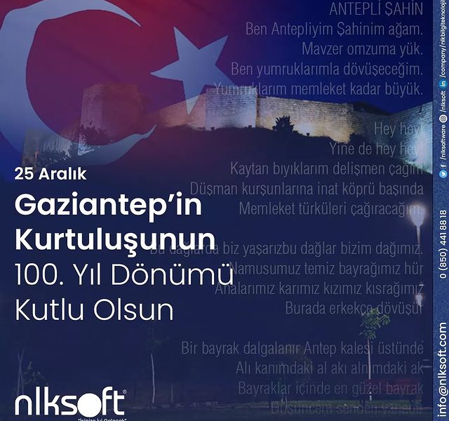 The 100th Anniversary of the Liberation of Gaziantep. Happy Anniversary!