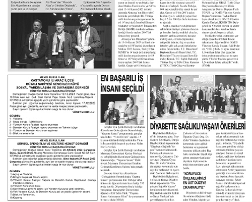 Our Chairman of the Board of Directors, Ms. Nalan Kurt, was published in Yeni Gün Newspaper with the title 